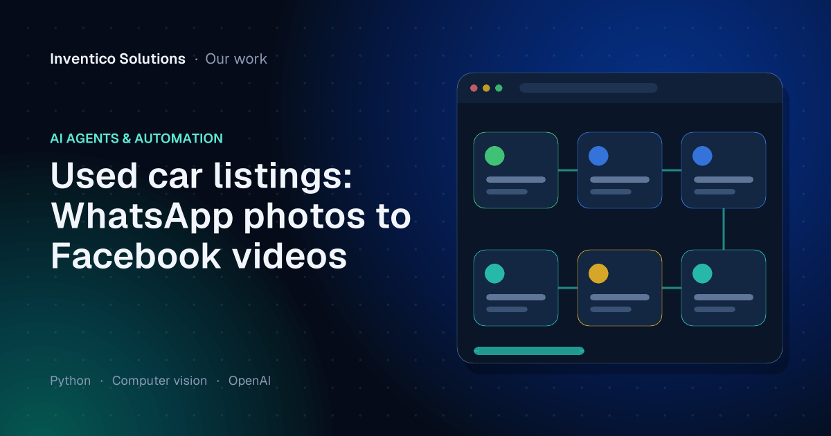Illustration of Used car listings: WhatsApp photos to Facebook videos
